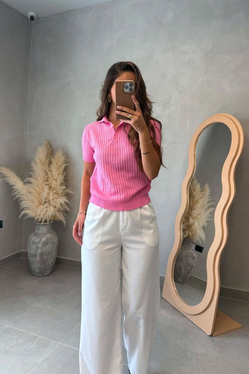 TRIKO ME MENGE TE SHKURTRA PER FEMRA NE NGJYRE ROZE - 4