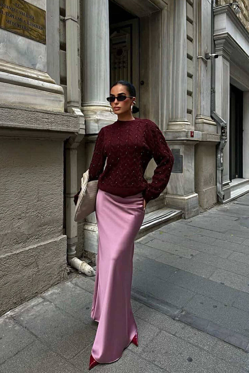 TRIKO ME PERLA PËR FEMRA NË NGJYRËN VISHNJË - 2