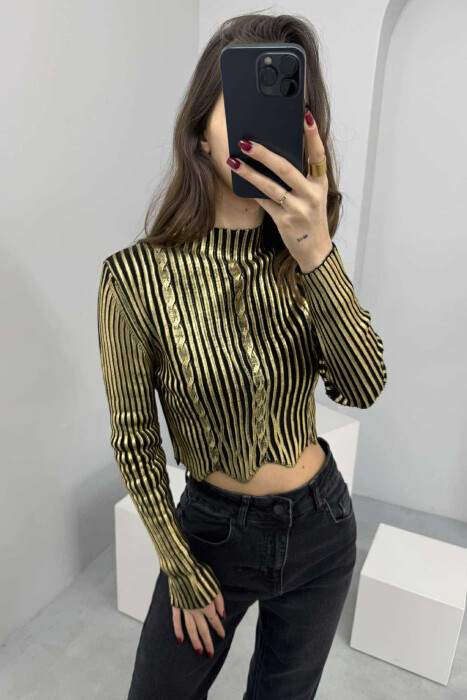 TRIKO ME SHKËLQIM ME THURJE PËR FEMRA NË NGJYRË GOLD - 2