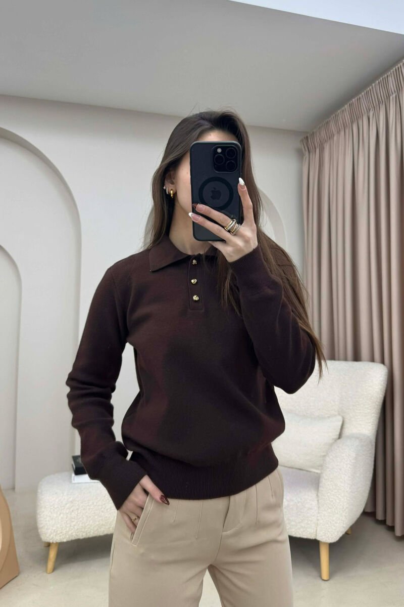 TRIKO ME THURRJE DHE JAKE POLO PER FEMRA NE NGJYRE KAFE - 1