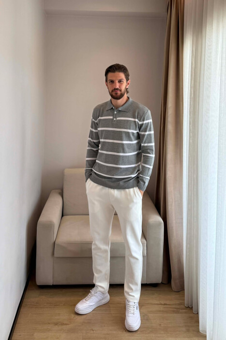 TRIKO ME VIJA DHE JAKE POLO PER MESHKUJ NE NGJYRE GRI - 4