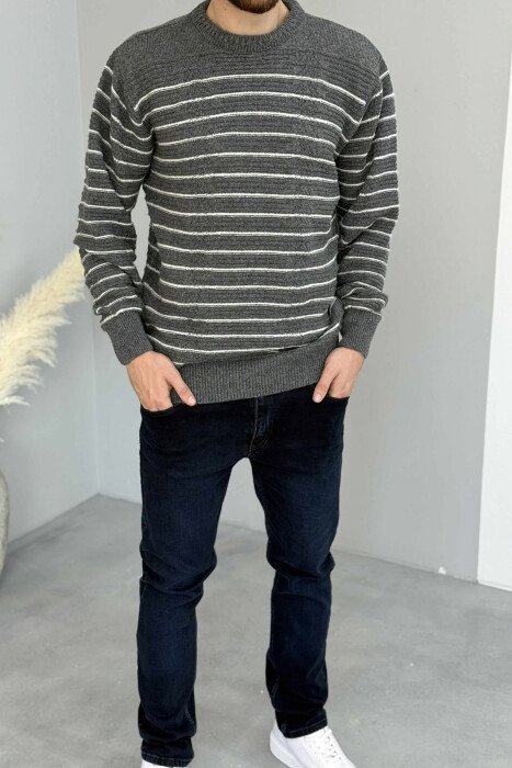 TRIKO ME VIJA PËR MESHKUJ NË NGJYRËN GRI E ERRËT - KLAUDIO FASHION