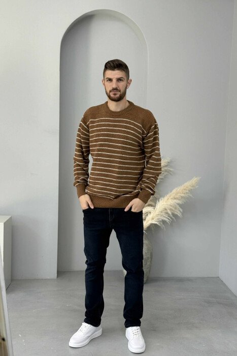 TRIKO ME VIJA PËR MESHKUJ NË NGJYRËN KAFE - 2