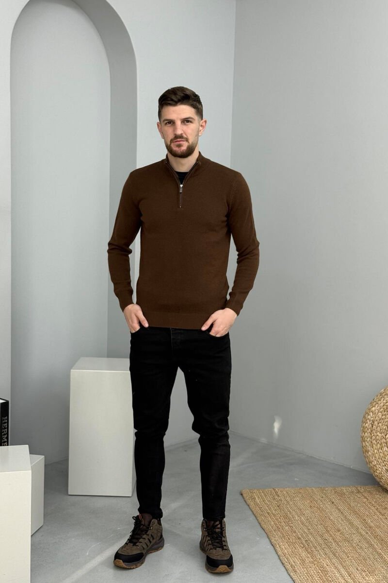 TRIKO NJE NGJYRESHE ME JAKE ME ZINXHIR PER MESHLUJ NE NGJYRE KAFE - 2
