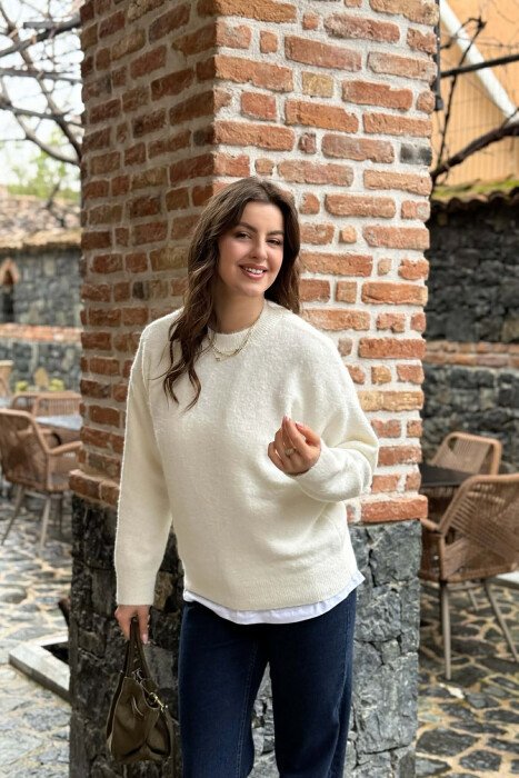 TRIKO NJE NGJYRSHE ME JAKE TE RRUMBULLAKET PER FEMRA NE NGJYRE TE BARDHE - 4