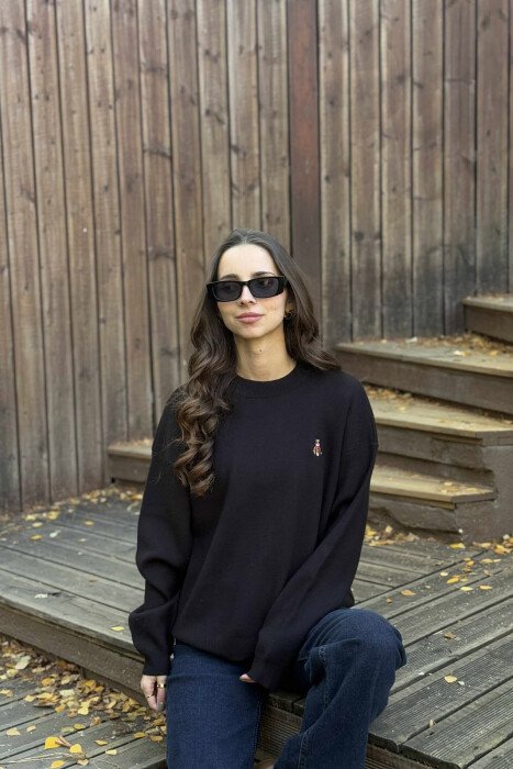 TRIKO NJË NGJYRËSHE ME LOGON E ARUSHIT PËR FEMRA NË NGJYRËN E ZEZË - KLAUDIO FASHION