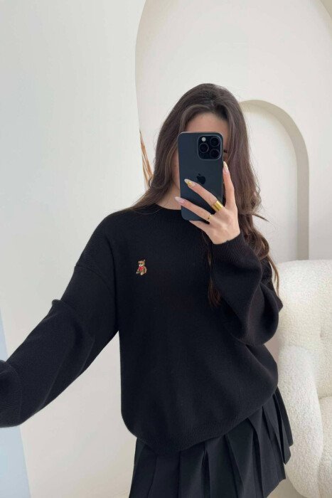 TRIKO NJË NGJYRËSHE ME LOGON E ARUSHIT PËR FEMRA NË NGJYRËN E ZEZË - 6