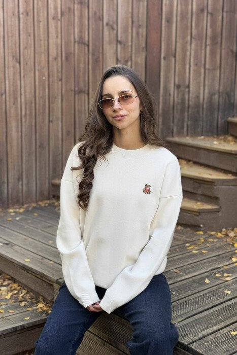 TRIKO NJË NGJYRËSHE ME LOGON E ARUSHIT PËR FEMRA NË NGJYRËN KREM - KLAUDIO FASHION