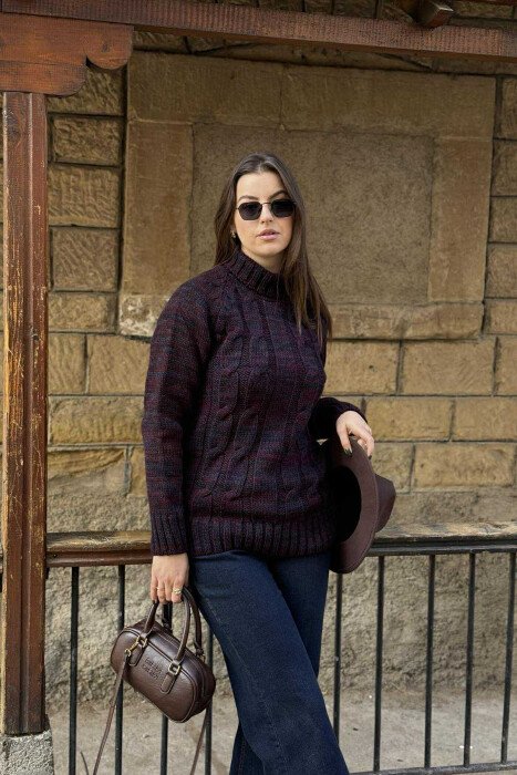 TRIKO NJË NGJYRËSHE PËR FEMRA ME JAKË GOLF NË NGJYRË VISHNJE - 8