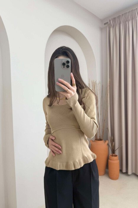 TRIKO NJË NGJYRËSHE PËR FEMRA NË NGJYRËN BEZHË E ERRËT - 3