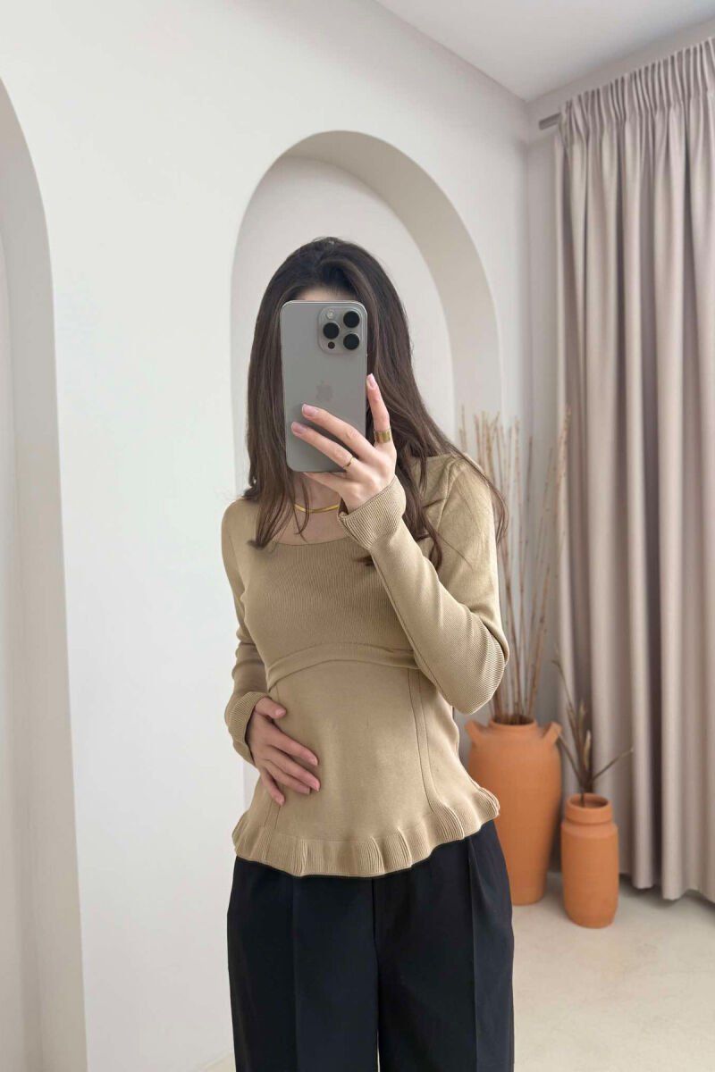 TRIKO NJË NGJYRËSHE PËR FEMRA NË NGJYRËN BEZHË E ERRËT - 3