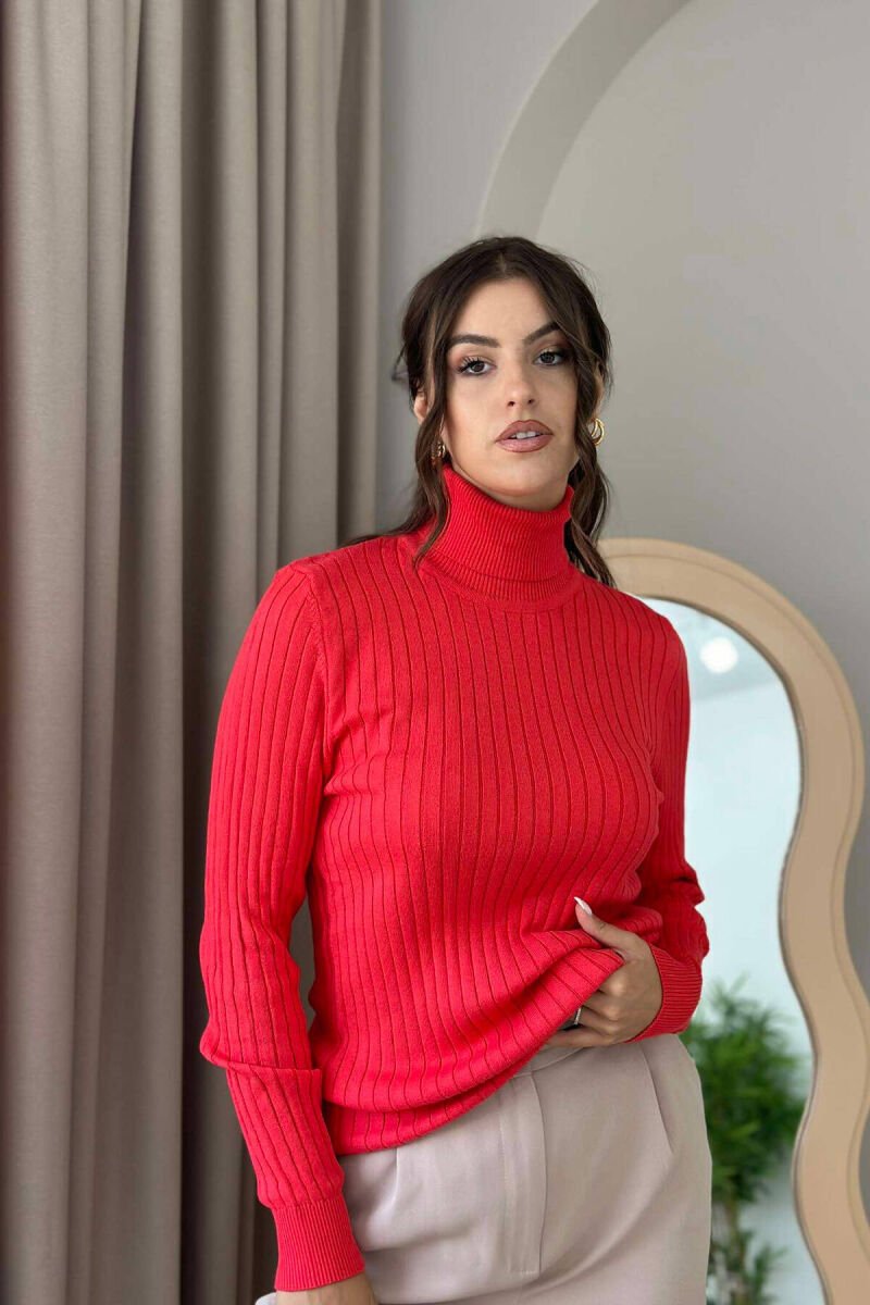 TRIKO NJËNGJYRËSHE ME JAKË GJYSËM GOLF PËR FEMRA NË NGJYRËN PORTOKALLI TË ERRËT - 1