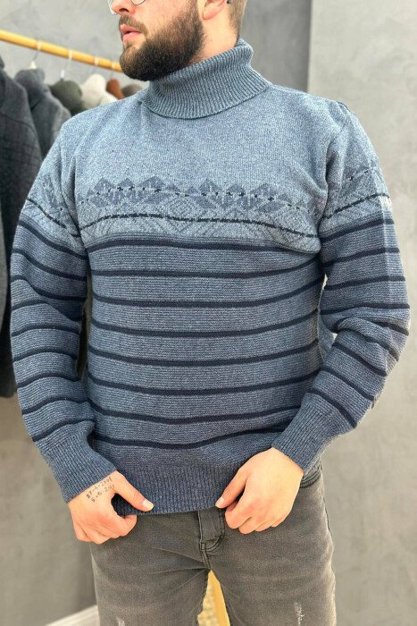 TRIKO PËR MESHKUJ ME JAKË GOLF ME DETAJIN E VIJAVE NË NGJYRË BLU - KLAUDIO FASHION
