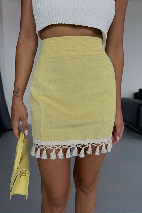FUND NJË NGJYRËSH ME QËNDISJE PËR FEMRA NË NGJYRËN E VERDHË - KLAUDIO FASHION