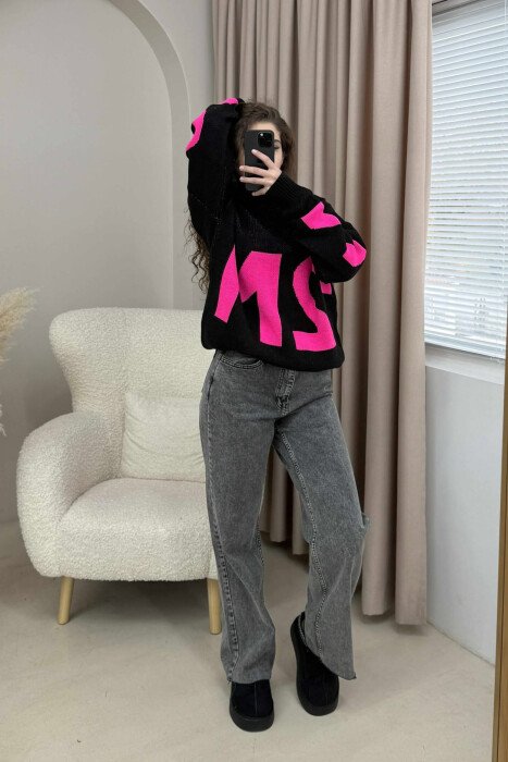 TURTLE NECK 2M WRITTING WOMEN SWEATER BLACK/ E ZEZE - 