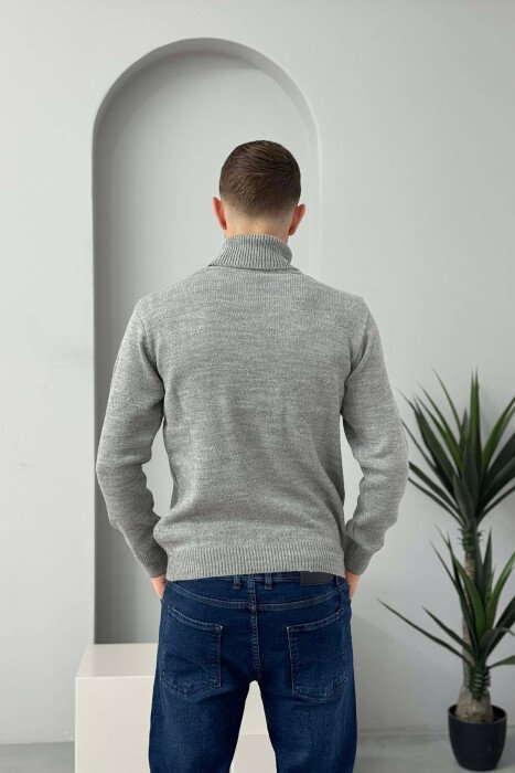 TURTLE NECK ONE COLOR MEN SWEATER GREY/GRI - 3