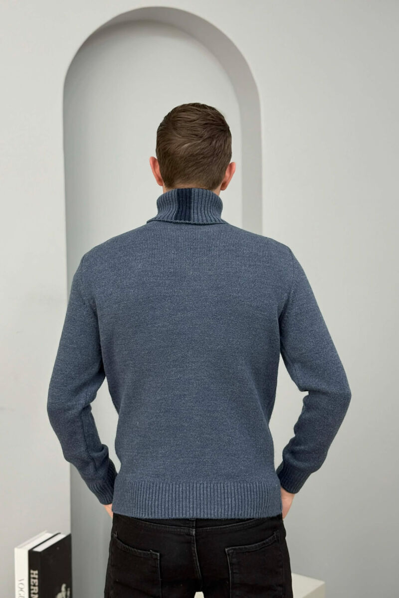 TURTLE NECK SIMPLE MEN SWEATER BLUE/BLU - 2