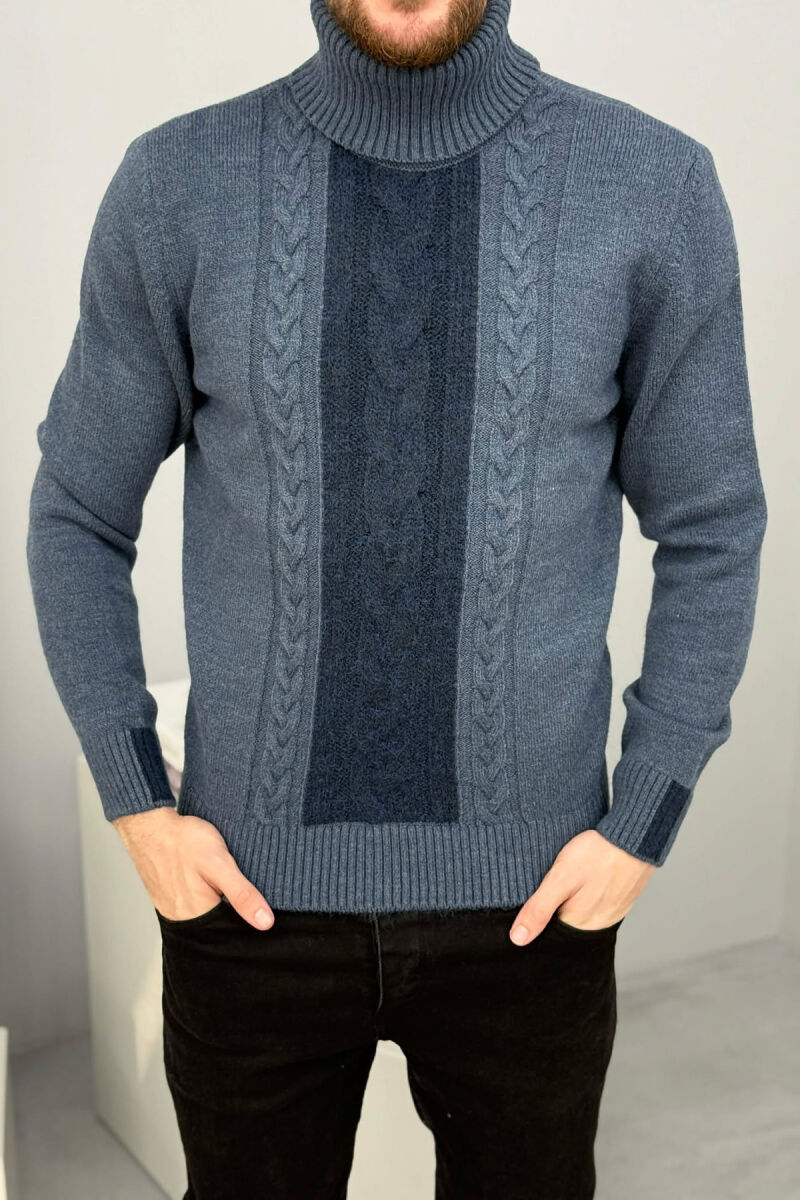 TURTLE NECK SIMPLE MEN SWEATER BLUE/BLU - 3