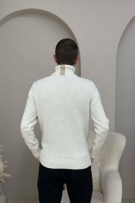 TURTLE NECK SIMPLE MEN SWEATER CREM+BEIGE/KREM+BEZHE - 2
