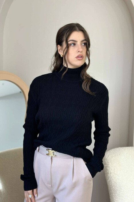 TURTLENECK SWEATER FOR WOMEN BLACK/ E ZEZE - 1