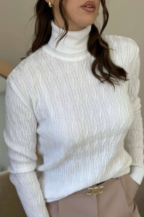 TURTLENECK SWEATER FOR WOMEN WHITE-E BARDHE - 2