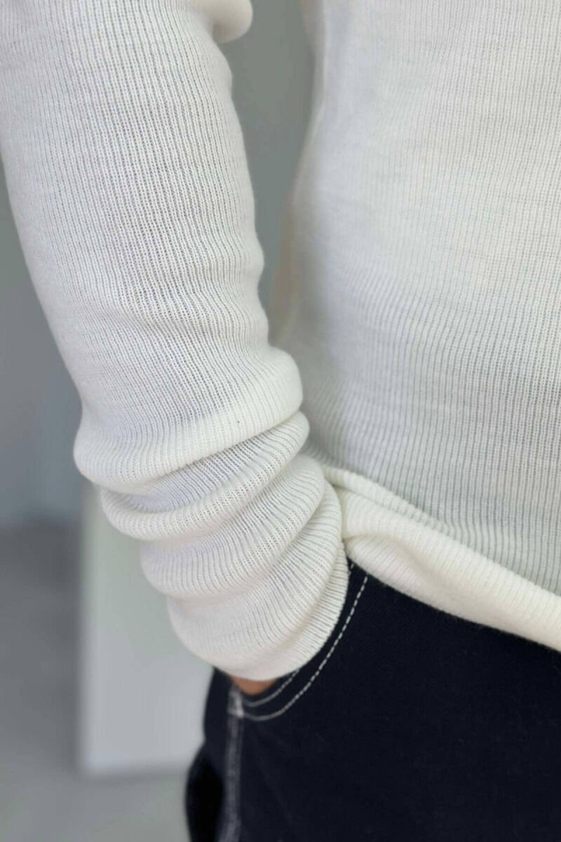 TURTTLE NECK ONE COLOR MEN SWEATER WHITE-E BARDHE - 2