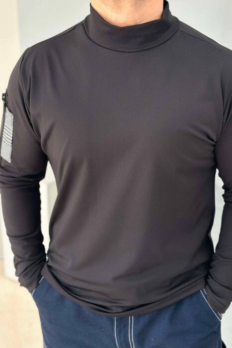 TURTTLE NECK ONE COLOR MEN SWEATSHIRT BLACK/ E ZEZE - KLAUDIO FASHION