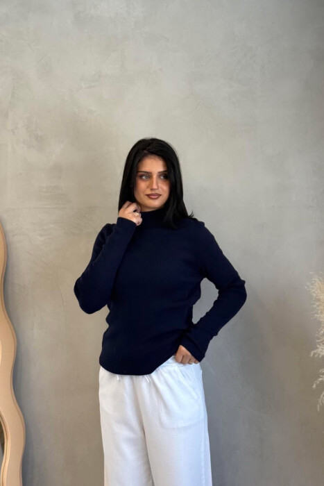 TURTTLE NECK ONE COLOR WOMEN SWEATER BLUE/BLU 