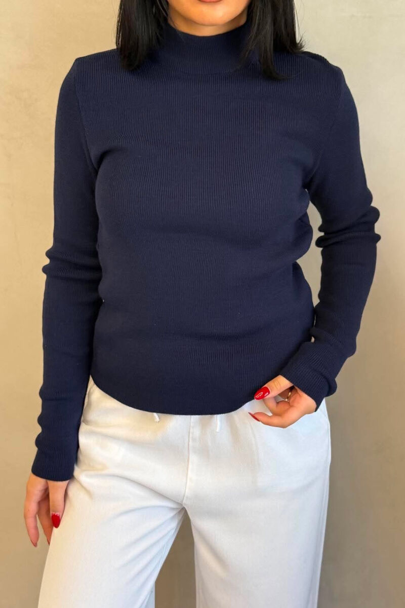 TURTTLE NECK ONE COLOR WOMEN SWEATER BLUE/BLU - 2