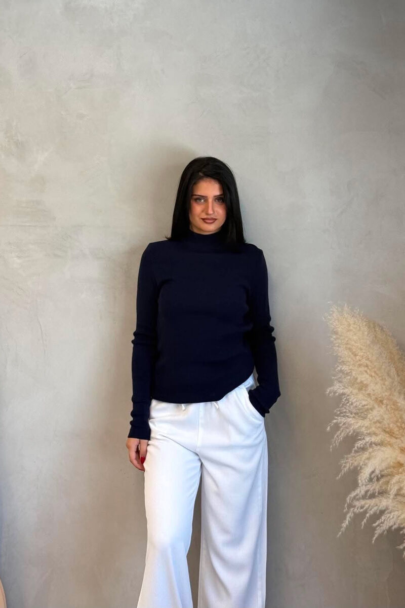 TURTTLE NECK ONE COLOR WOMEN SWEATER BLUE/BLU - 4