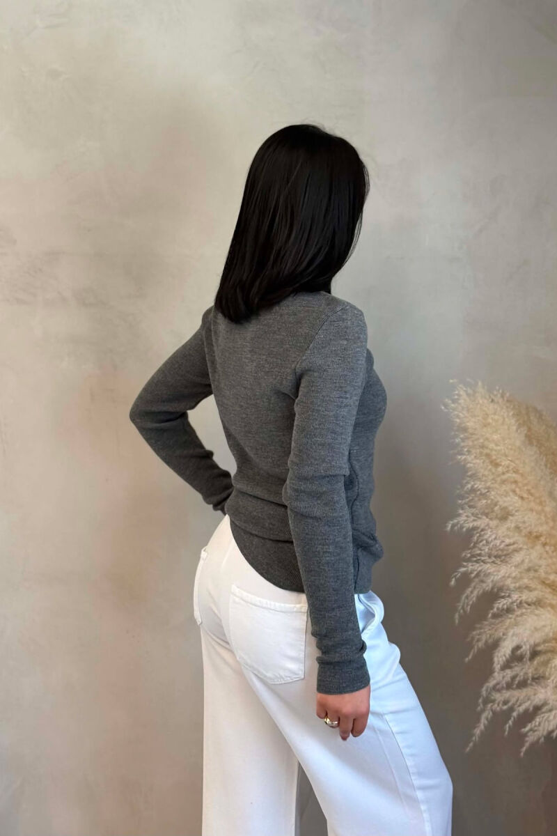 TURTTLE NECK ONE COLOR WOMEN SWEATER GREY/GRI - 3