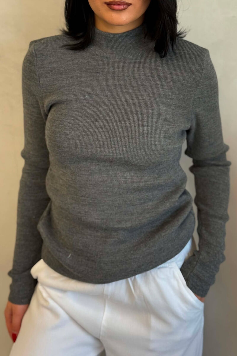 TURTTLE NECK ONE COLOR WOMEN SWEATER GREY/GRI - 4