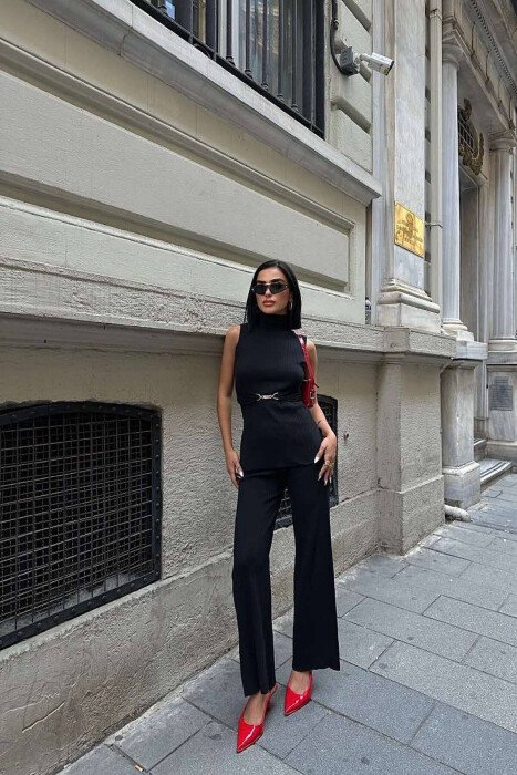 TURTTLE NECK OPEN BANCK WOMAN SET BLACK/ E ZEZE - KLAUDIO FASHION