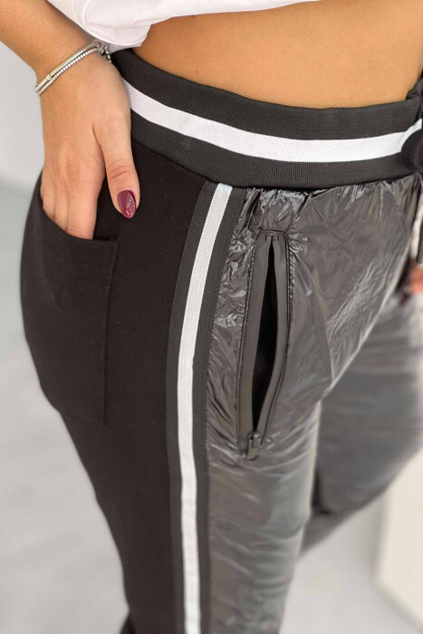 FRONT SHINNY DESIGN WOMEN JOGGERS BLACK/ E ZEZE - 2