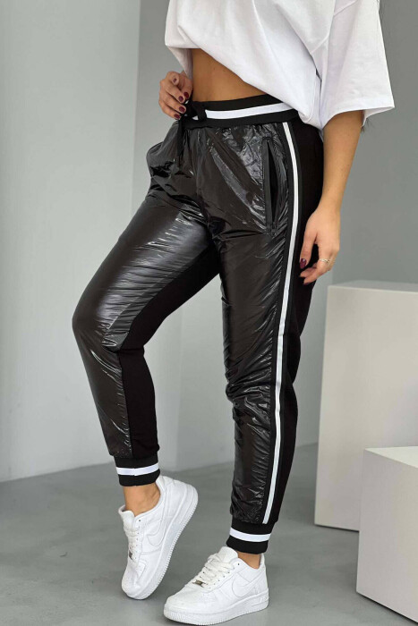 FRONT SHINNY DESIGN WOMEN JOGGERS BLACK/ E ZEZE - 4