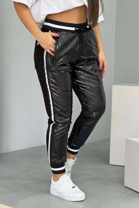 FRONT SHINNY DESIGN WOMEN JOGGERS BLACK/ E ZEZE - 5