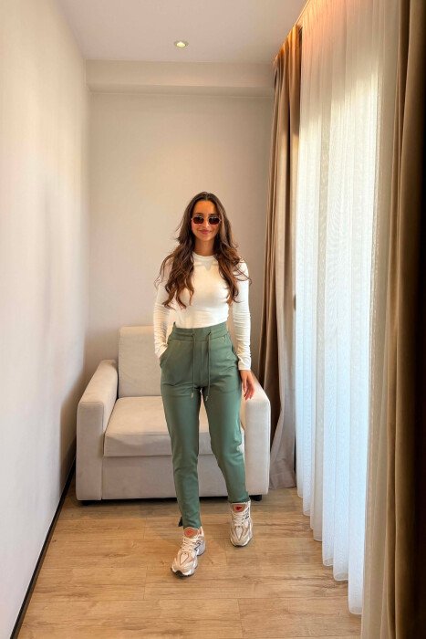 TUTA NJE NGJYRESHE ME BEL ELASTIK PER FEMRA NE NGJYRE JESHILE - KLAUDIO FASHION