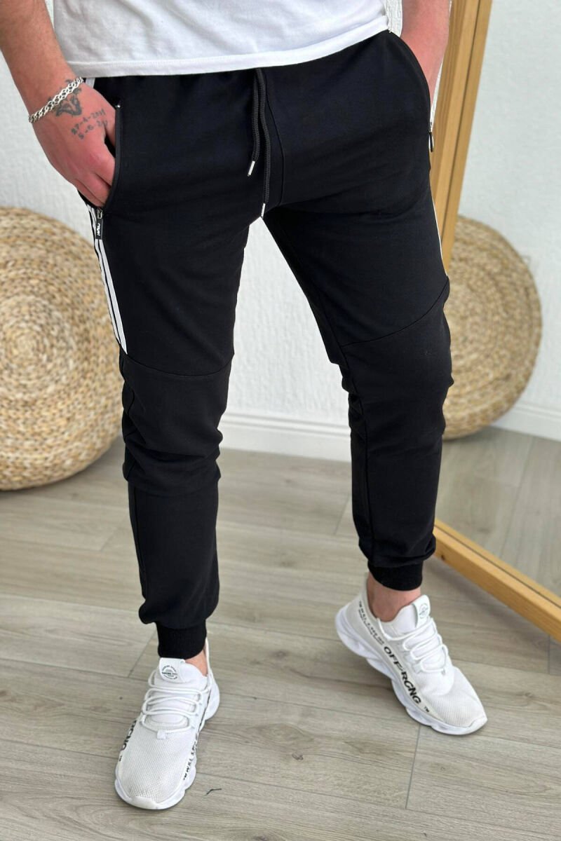 TUTA PAMBUKU ME VIJA PËR MESHKUJ NE NGJYRËN E ZEZË ME TË BARDHË - 4