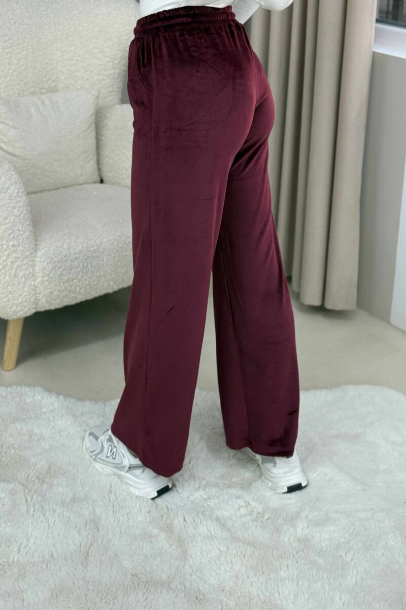TUTA TË GJERA VELVET PËR FEMRA NË NGJYRËN VISHNJË - 5
