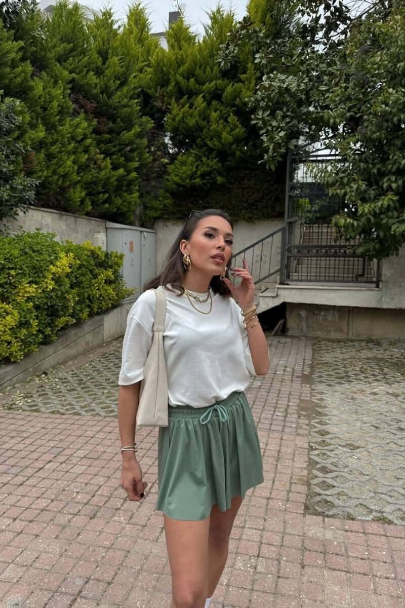 TUTA TE SHKURTRA ME BEL ELASTIK PER FEMRA NE NGJYRE MENTE - 4