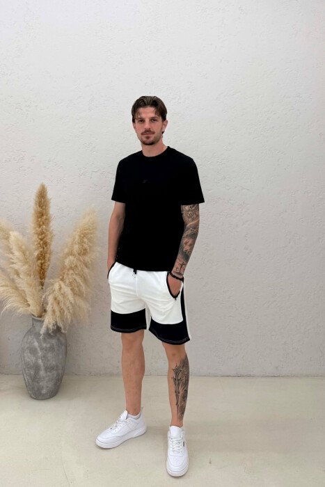 TUTA TE SHKURTRA ME XHEPA ME ZINXHIR PER MESHKUJ NE NGJYRE TE BARDHE - KLAUDIO FASHION