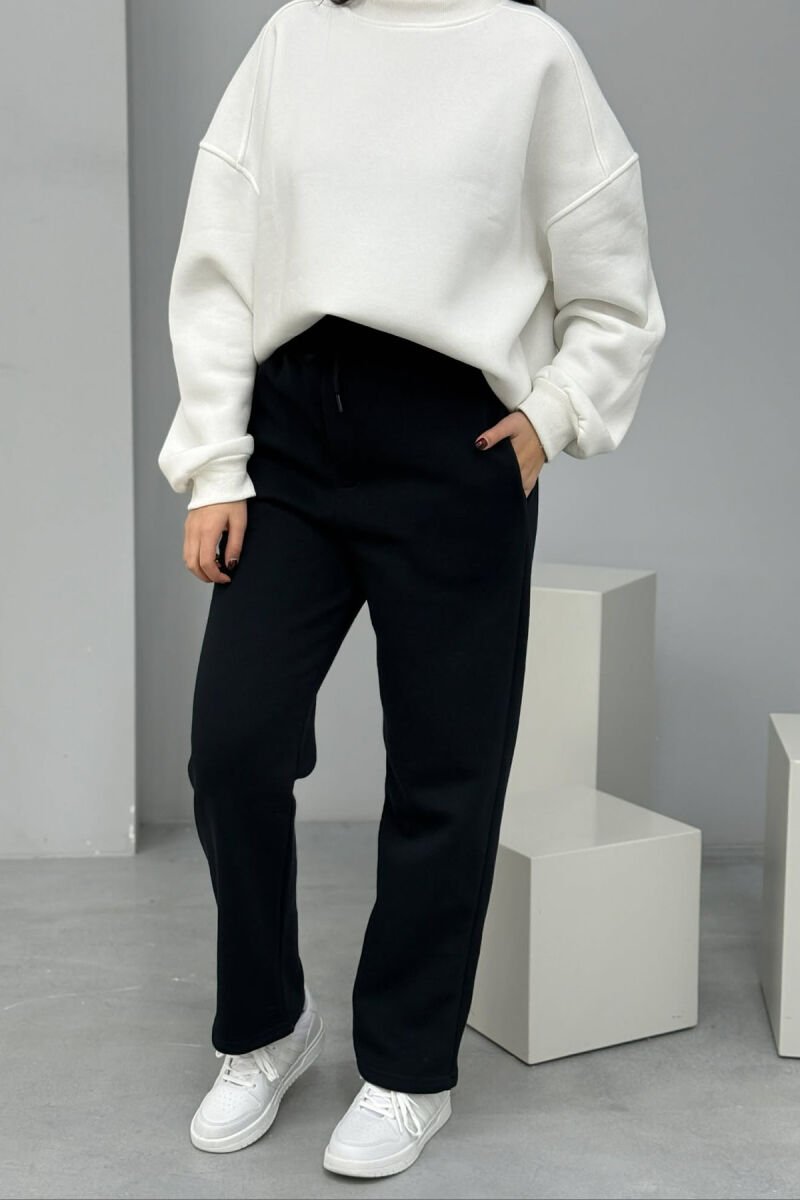 ONE COLOR SIMPLE FLUFFY WOMEN SWEATPANTS MIDNIGHT BLUE/BLU MESNATE - 1
