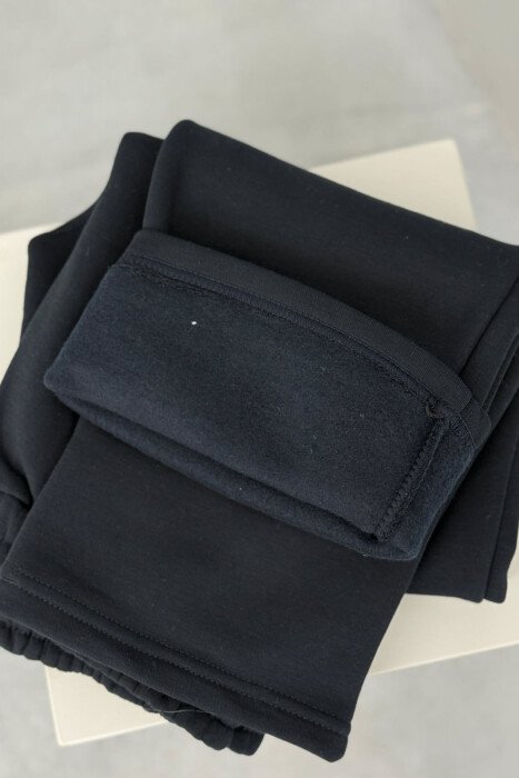ONE COLOR SIMPLE FLUFFY WOMEN SWEATPANTS MIDNIGHT BLUE/BLU MESNATE - 5