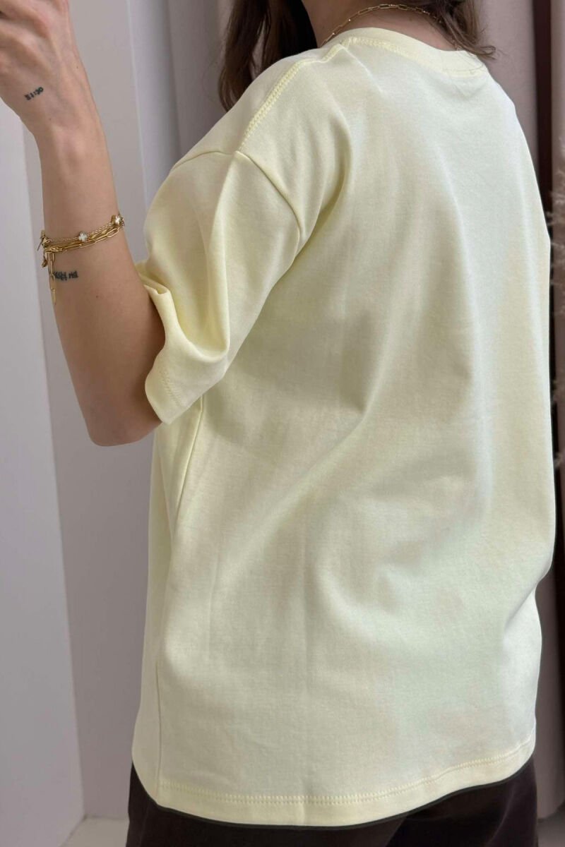TWO BEARS LOGO ONE COLOR WOMEN T-SHIRT YELLOW/E VERDHE - 5