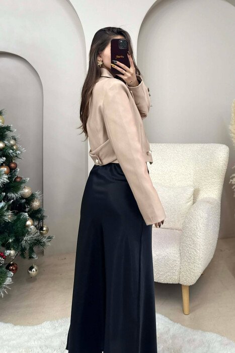 TWO BUTTONS CROPPED WOMEN JACKET BEIGE/BEZHE - 5