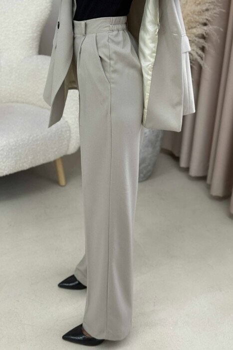 TWO BUTTONS JACKET+TROUSERS CLASSIC WOMEN SET BEIGE/BEZHE - 4