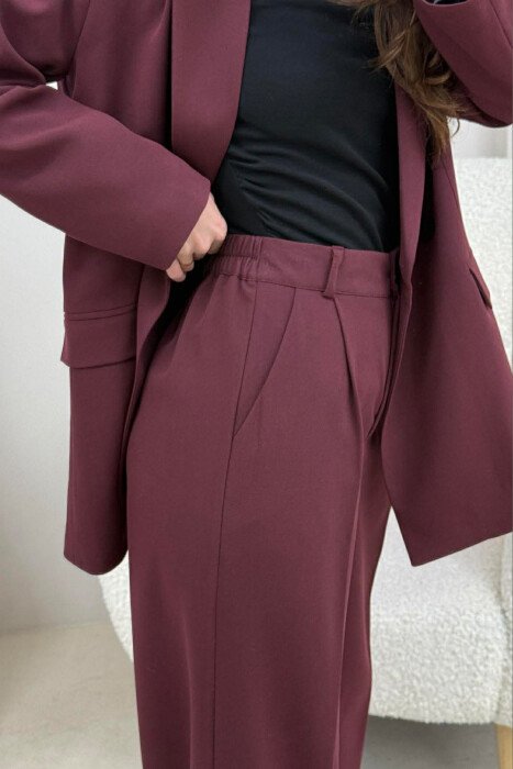 TWO BUTTONS JACKET+TROUSERS CLASSIC WOMEN SET BURGUNDY/VISHNJE - 4