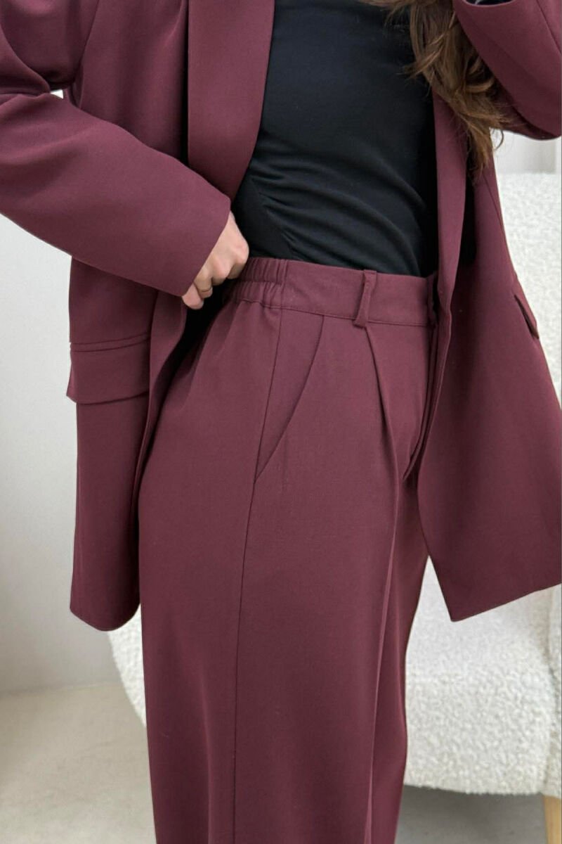 TWO BUTTONS JACKET+TROUSERS CLASSIC WOMEN SET BURGUNDY/VISHNJE - 4