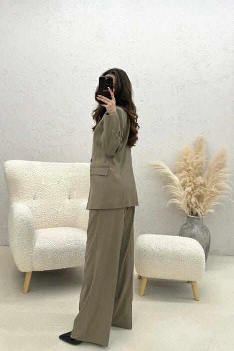 TWO BUTTONS JACKET+TROUSERS CLASSIC WOMEN SET DARK BEIGE/BEZHE ERRET - 5