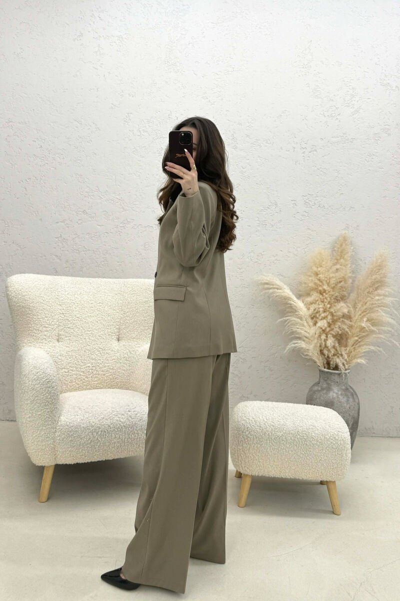 TWO BUTTONS JACKET+TROUSERS CLASSIC WOMEN SET DARK BEIGE/BEZHE ERRET - 5